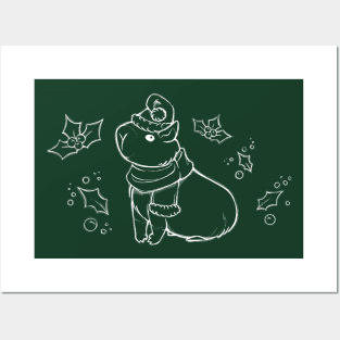 Christmas Capybara [White Lines] Posters and Art